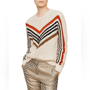 Maje Multicolor Chevron Crew Neck Sweater